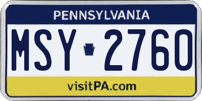 PA license plate MSY2760