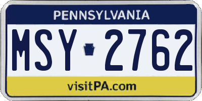PA license plate MSY2762