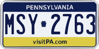 PA license plate MSY2763