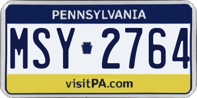 PA license plate MSY2764