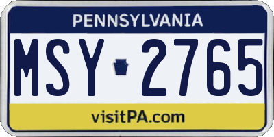PA license plate MSY2765