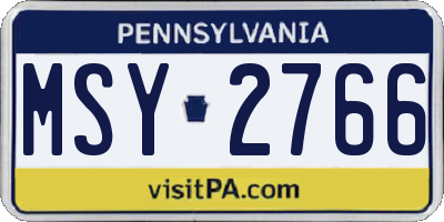 PA license plate MSY2766