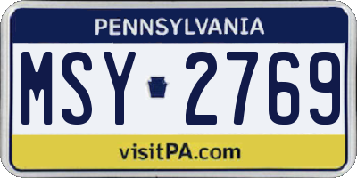 PA license plate MSY2769