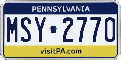 PA license plate MSY2770