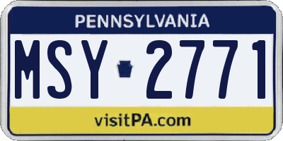 PA license plate MSY2771