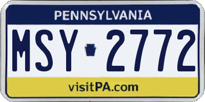 PA license plate MSY2772
