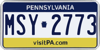 PA license plate MSY2773