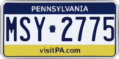 PA license plate MSY2775
