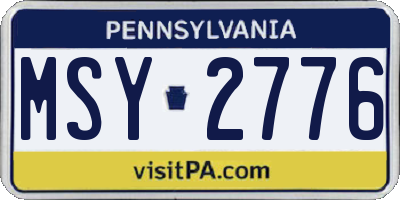 PA license plate MSY2776