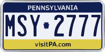 PA license plate MSY2777