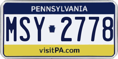 PA license plate MSY2778