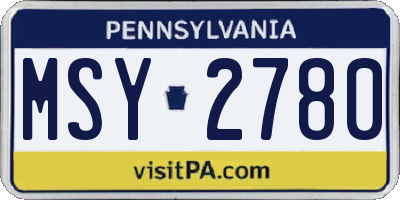 PA license plate MSY2780