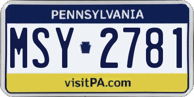 PA license plate MSY2781