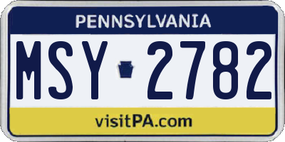 PA license plate MSY2782