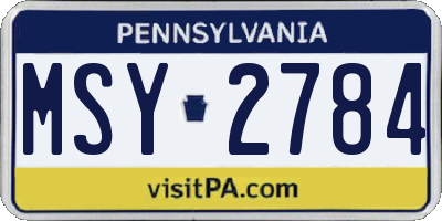 PA license plate MSY2784