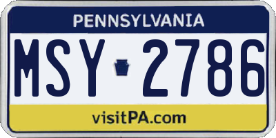 PA license plate MSY2786