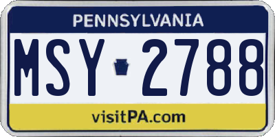 PA license plate MSY2788