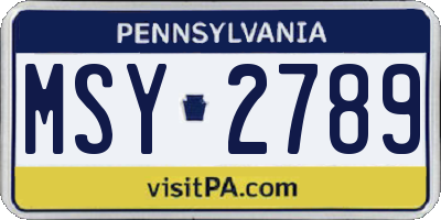 PA license plate MSY2789