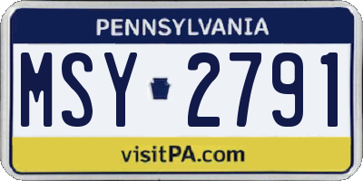 PA license plate MSY2791