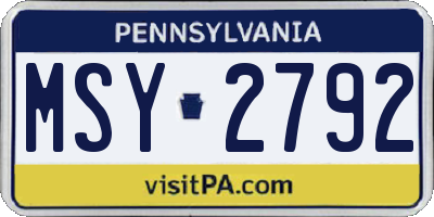 PA license plate MSY2792