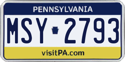 PA license plate MSY2793