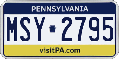 PA license plate MSY2795