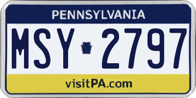 PA license plate MSY2797