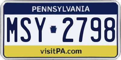 PA license plate MSY2798