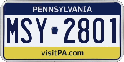 PA license plate MSY2801