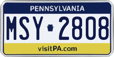 PA license plate MSY2808