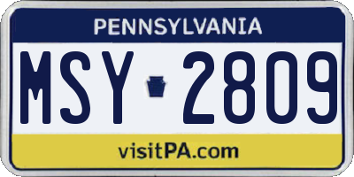 PA license plate MSY2809