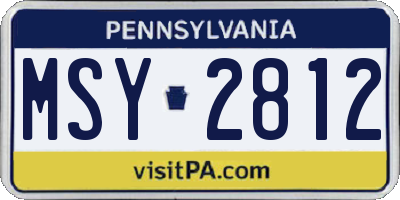 PA license plate MSY2812