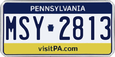 PA license plate MSY2813