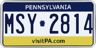 PA license plate MSY2814