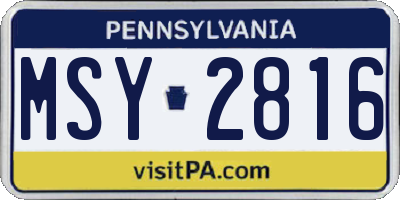 PA license plate MSY2816