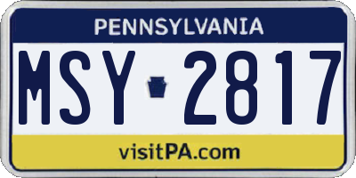 PA license plate MSY2817