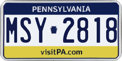 PA license plate MSY2818
