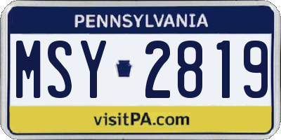 PA license plate MSY2819