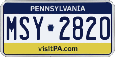 PA license plate MSY2820