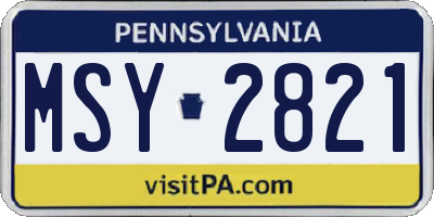 PA license plate MSY2821