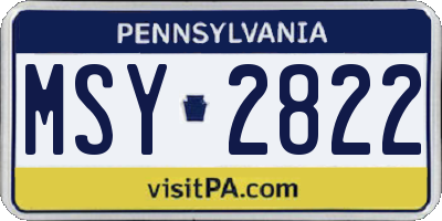 PA license plate MSY2822
