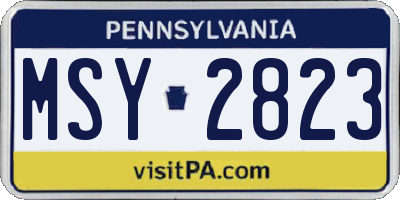 PA license plate MSY2823