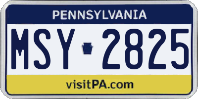 PA license plate MSY2825