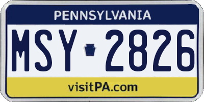 PA license plate MSY2826