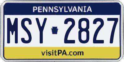 PA license plate MSY2827
