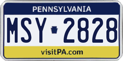 PA license plate MSY2828