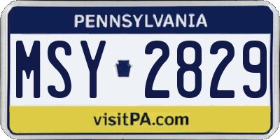 PA license plate MSY2829