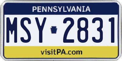 PA license plate MSY2831
