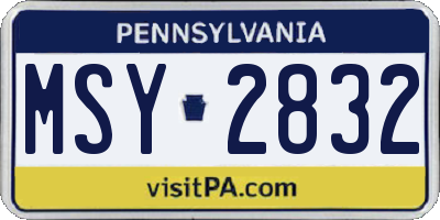 PA license plate MSY2832