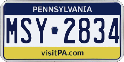 PA license plate MSY2834